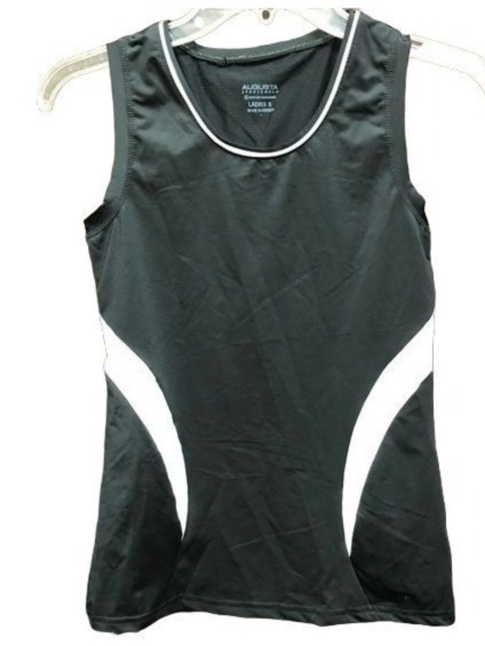 Augusta sportwear black white tank top shirt sheer athletic net size small READ